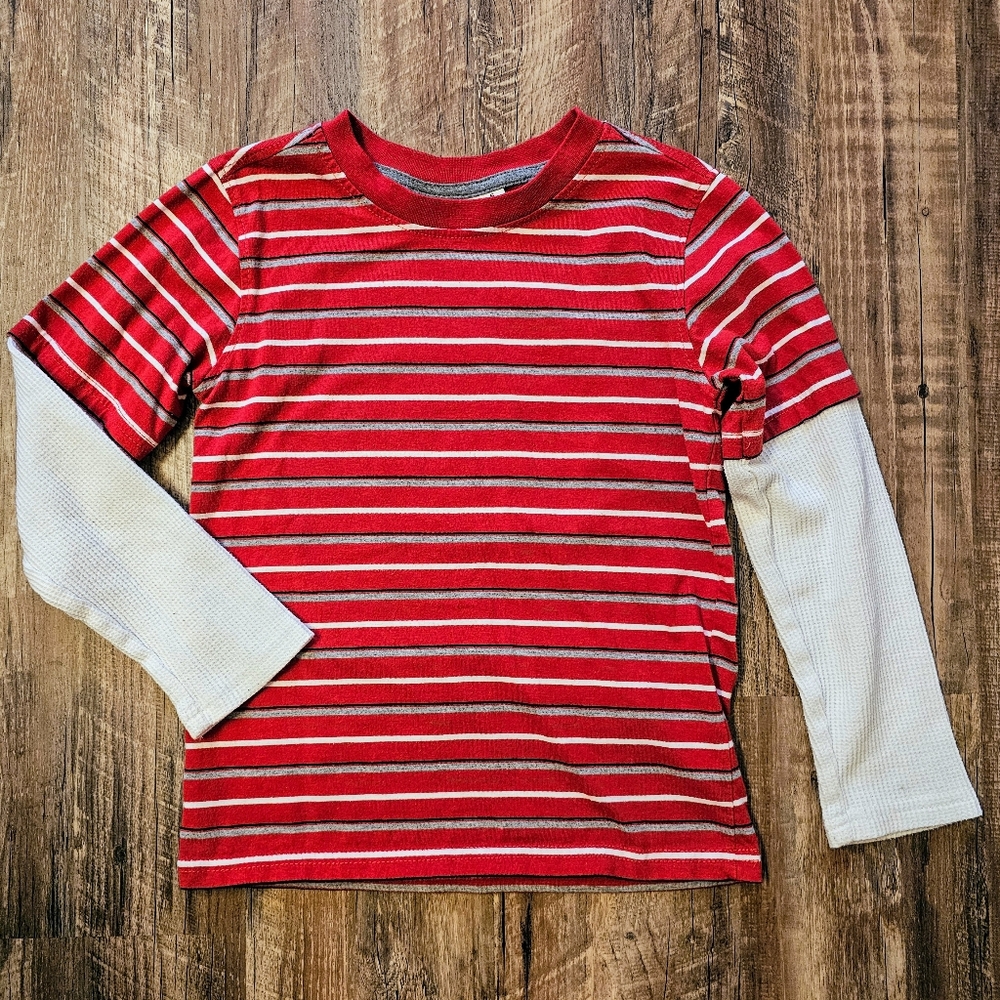 Size 6 Boy's Kids Headquarters Striped Layed Long Sleeve Shirt